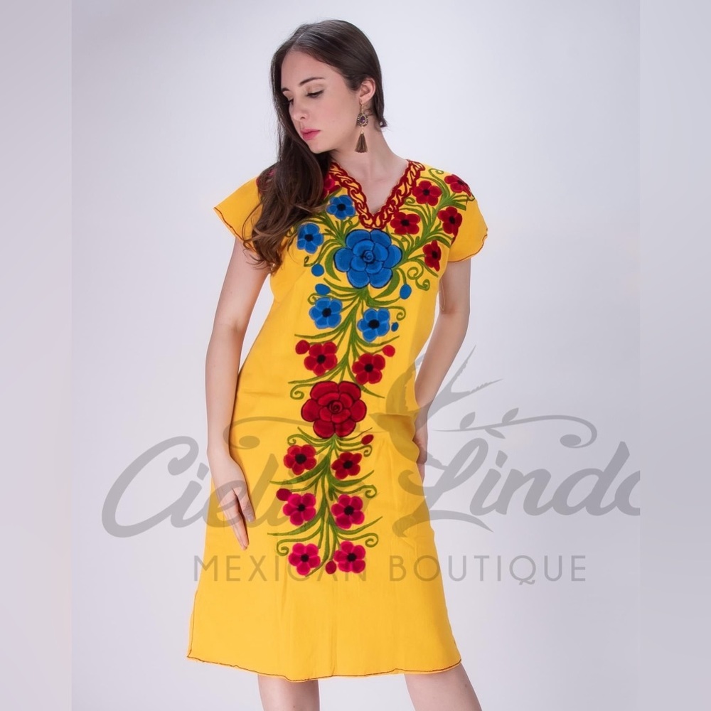 Zina Floral Yellow Midi Dress